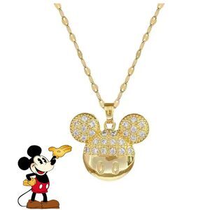 Disney Gold Mickey Mouse Necklace with clear stones